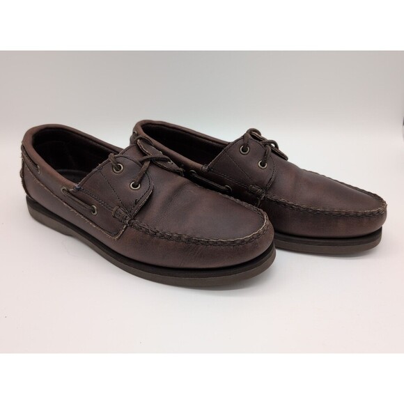 Allen Edmonds Port Washington Force 10 Brown Leather Laces Boat Shoes Mens 8.5D - Picture 4 of 10